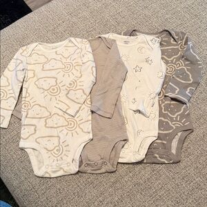 Carter's Baby Bodysuits - Cream, Gray, and Tan